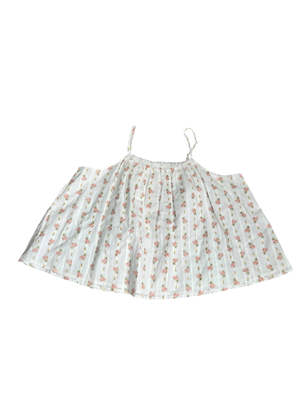 Janie and Jack White Floral Spaghetti-Strap Tank with Pink Roses
